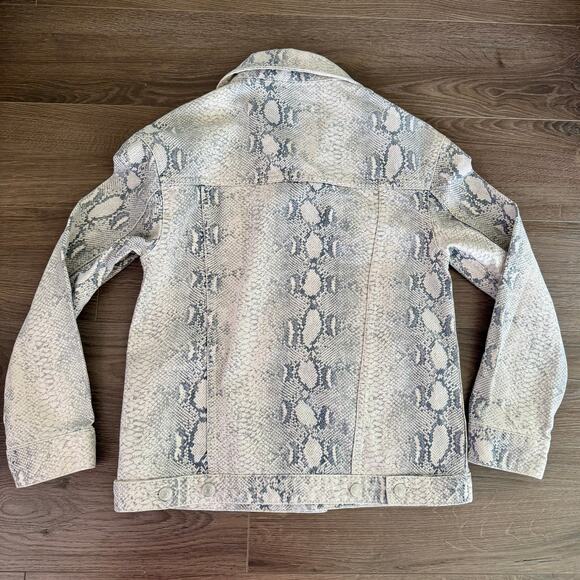 Free People Jacket Python Snake Denim Trucker Festival Gray womens XS - Picture 8 of 13
